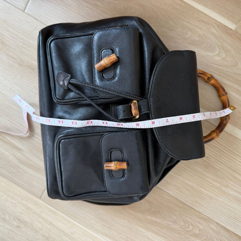 Gucci Bamboo Handle Black Leather Backpack - Picture 9 of 10